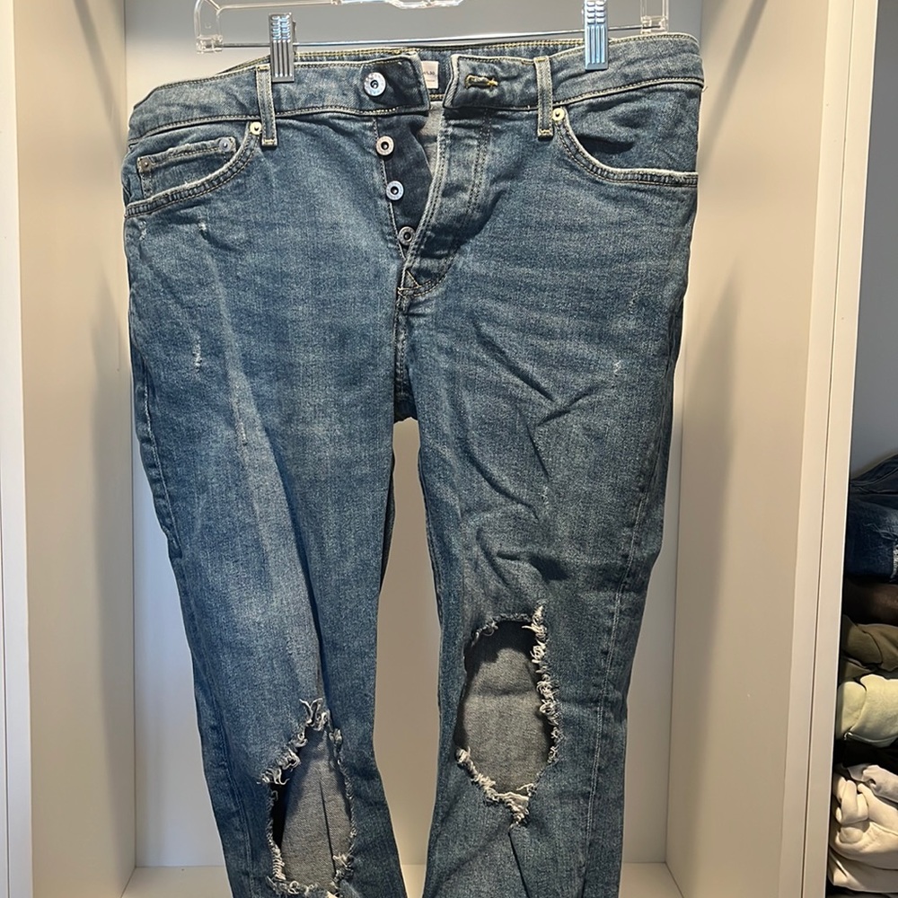Topman Ripped-Kneecap Jeans